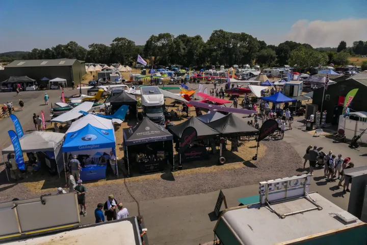 Aircraft and festival stalls at Sleap Airfield