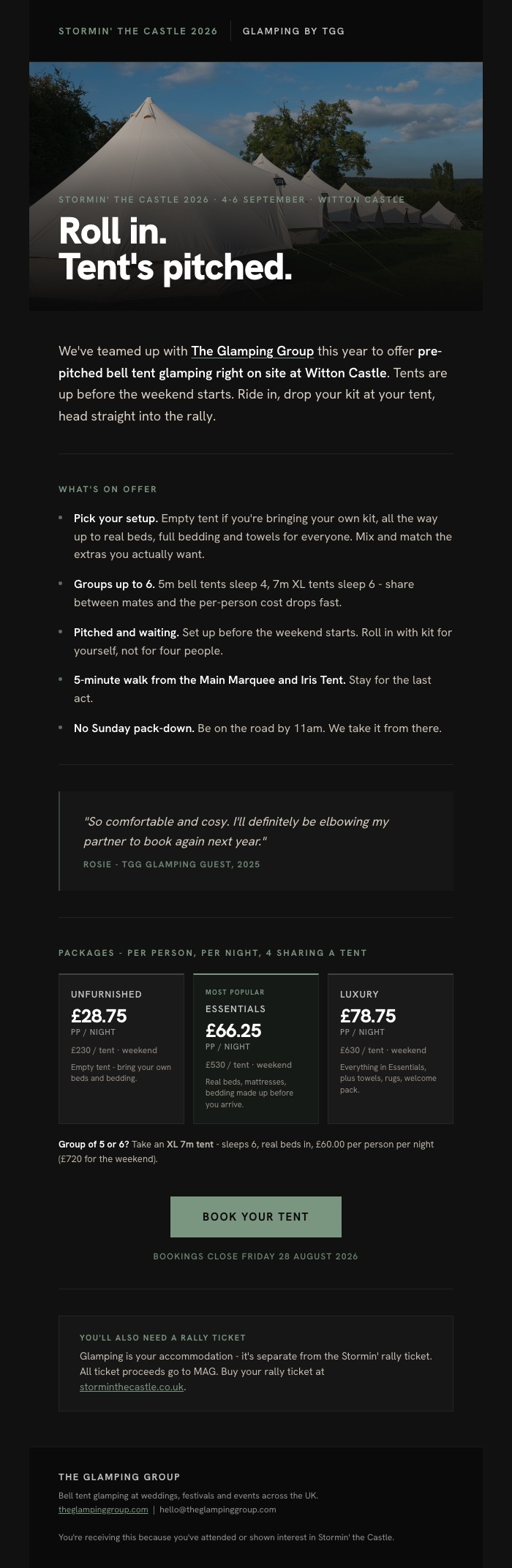 Mailing-list email from the Stormin’ the Castle marketing pack