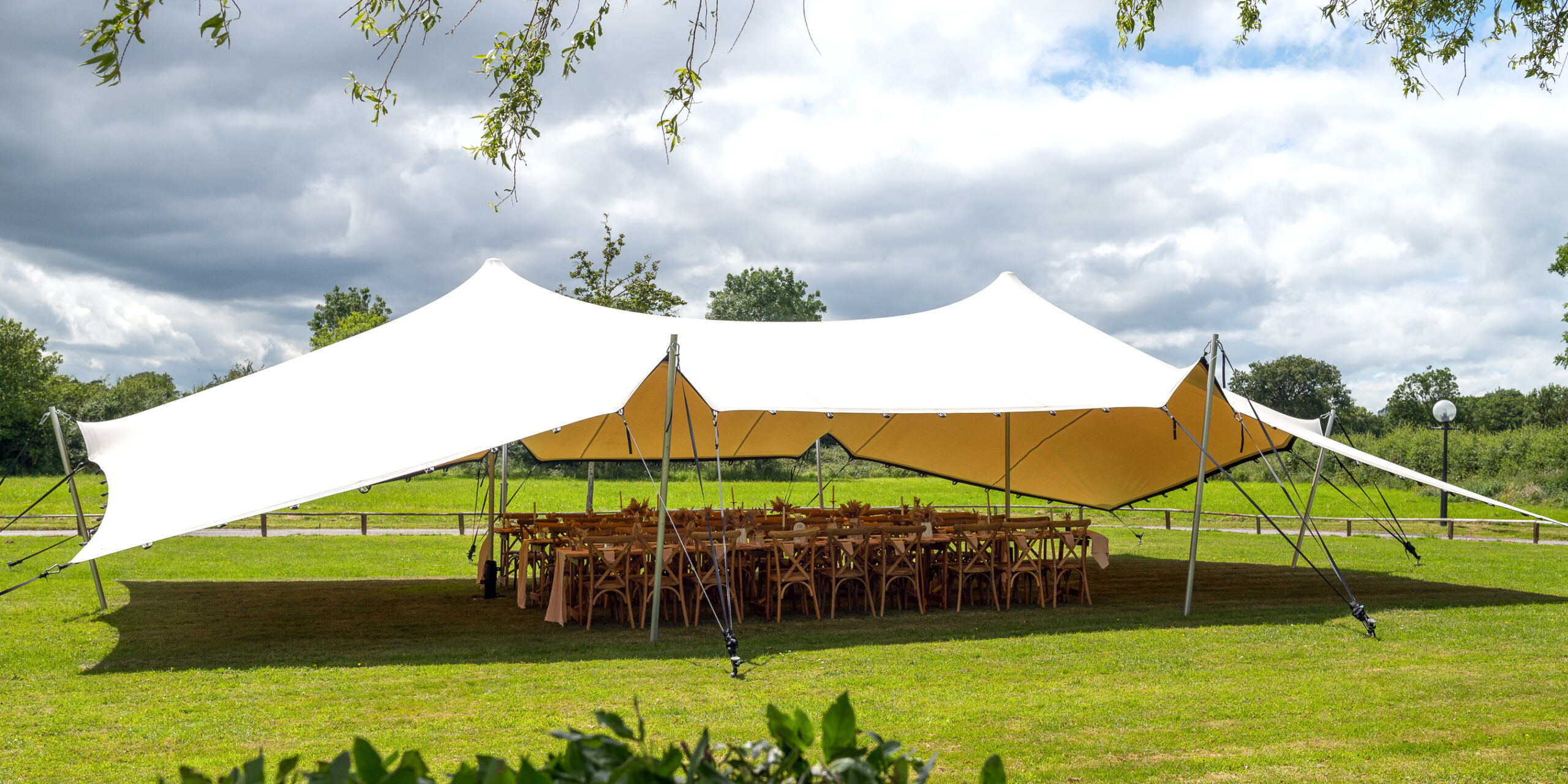 Small festival stretch tent setup