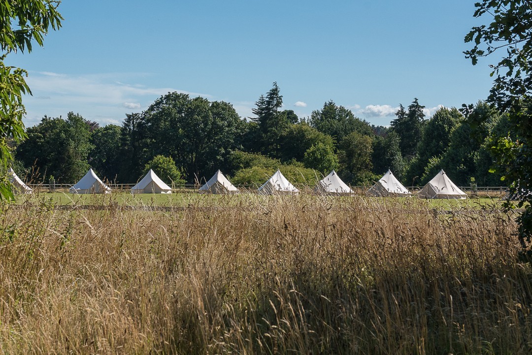 Bell tent village set up for a Yorkshire wedding