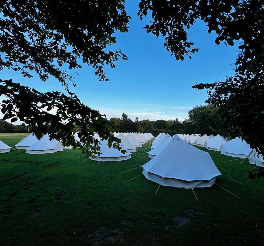 festival bell tent setup