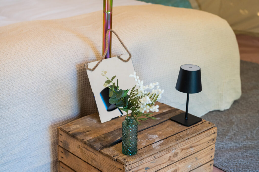 bell tent interior for festival wedding